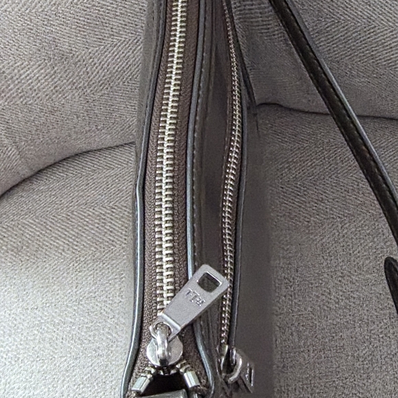 Lauren Ralph Lauren 1967 Taupe Patent Leather, Structured Crossbody Bag - Picture 7 of 11